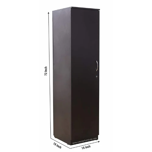 Coffee Brown Engineered Wood Single Door Wardrobe/Cupboard 4 Compartments, Drawer and Hanging Space for Clothes - Image 6