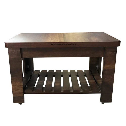Engineered Wood Center Table/Teapoy with Shelve for Living Room (Brown Textured) - Image 4
