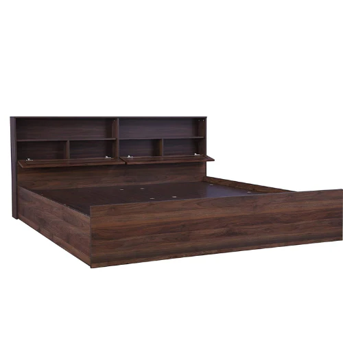 Engineered Wood Contemporary Style Queen Size Bed with Shelves & Storage - Image 5