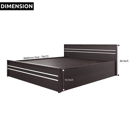 Engineered Wood Striped King Size Bed with Storage - Image 4