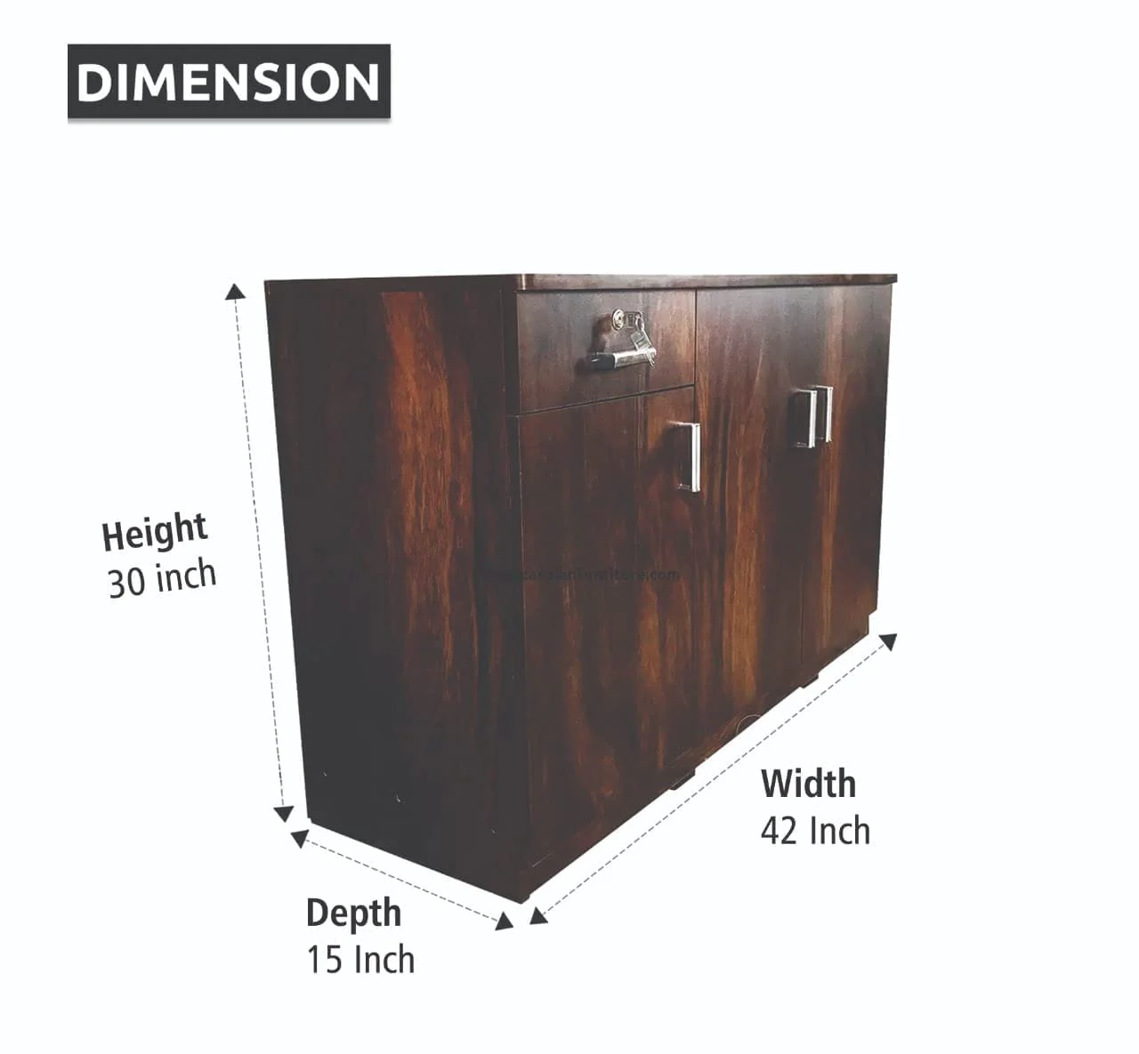 Engineered Wood Textured 3 Door Storage Cabinet with Drawer(Brown) | Shoe Rack | Storage Cabinet - Image 3